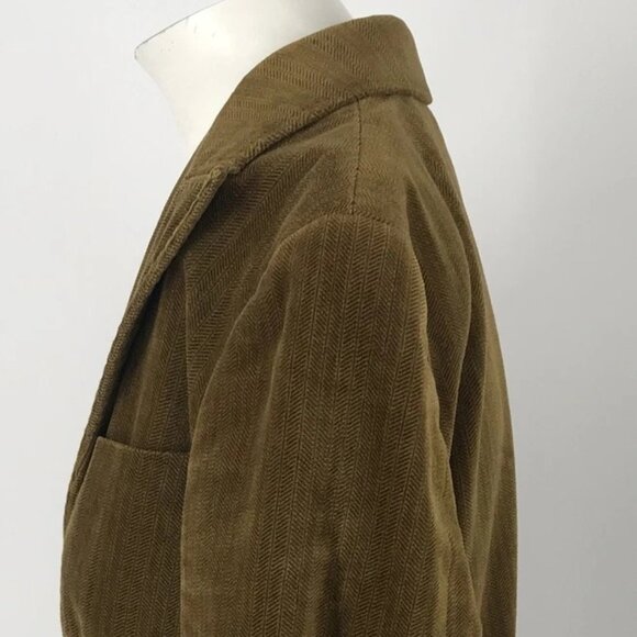 Max Mara golden brown herringbone print cotton velvet peak lapel blazer sz 12 - Picture 5 of 9